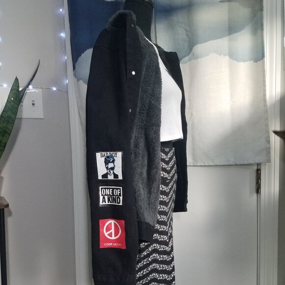 Heavy Fur Lined Black Denim Jacket - Picture 3 of 9